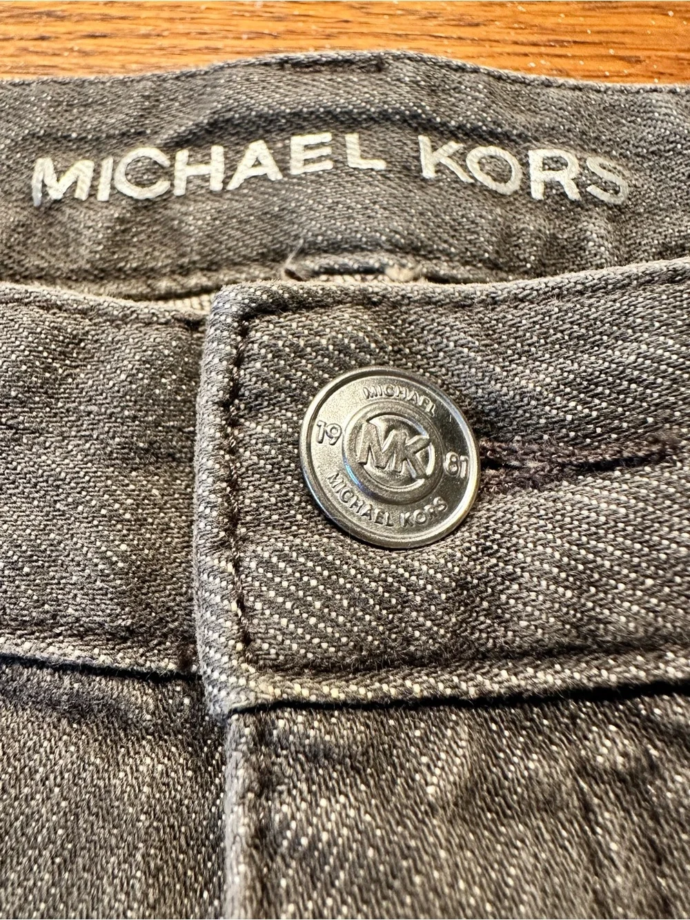 MK Pants Designer Michael Kors Selma Skinny Gray Denim Jeans Size 14